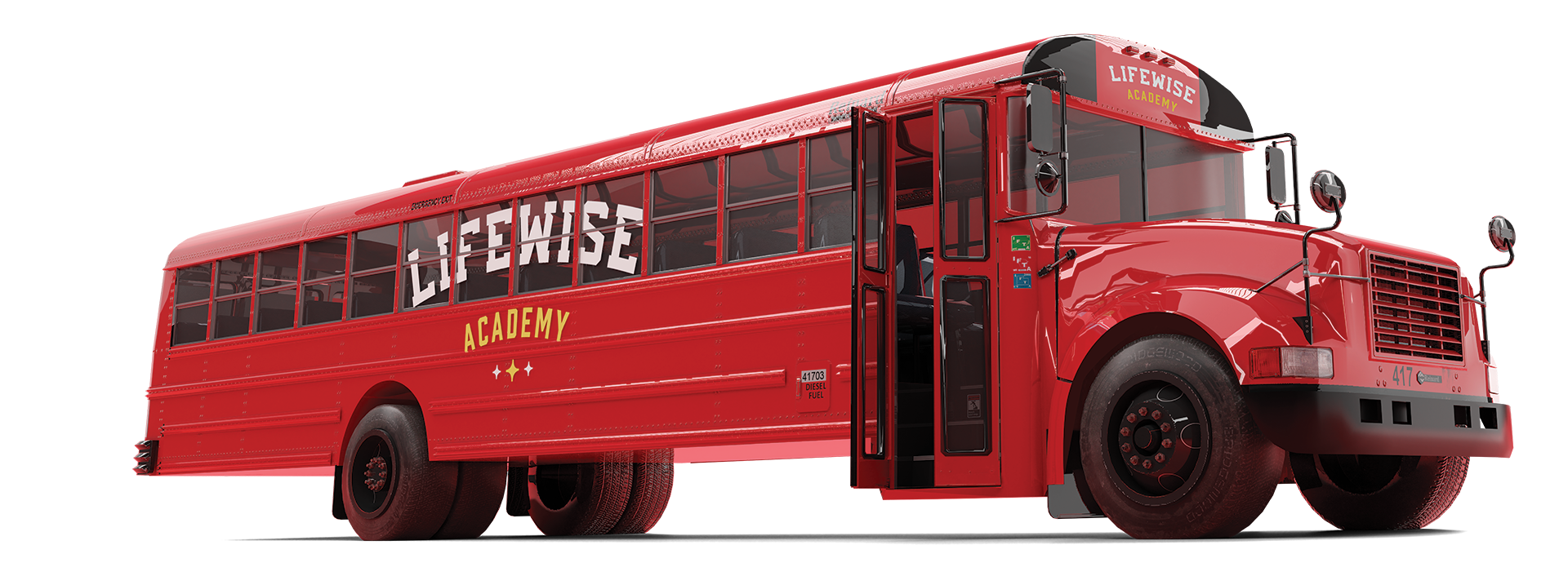 LifeWise Academy red school bus